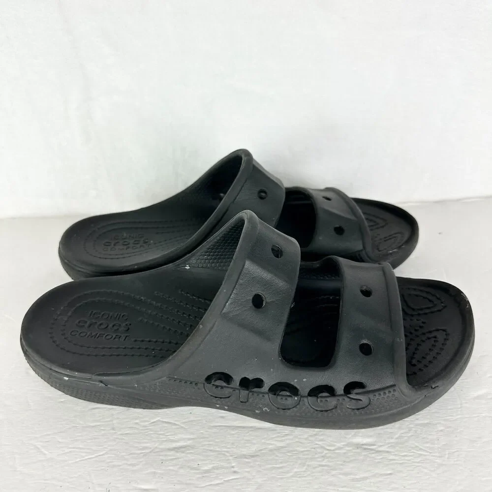 Crocs Women's Baya Slide Sandal Size 9 Black Summer Beach Casual Comfort